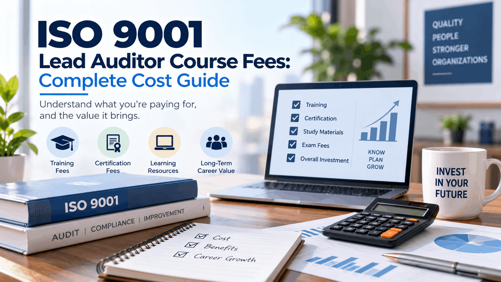 ISO 9001 Lead Auditor Course fees and cost factors including training, certification, study materials and overall course investment.
