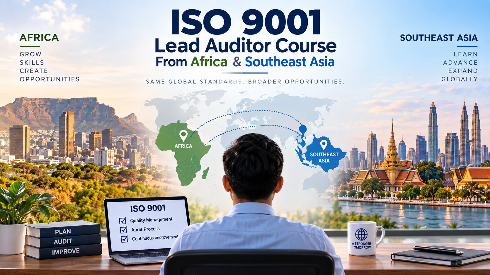 ISO 9001 Lead Auditor Course for candidates across Africa and Southeast Asia, representing global quality auditing skills and training opportunities. ChatGPT can make mistakes. Check important info.